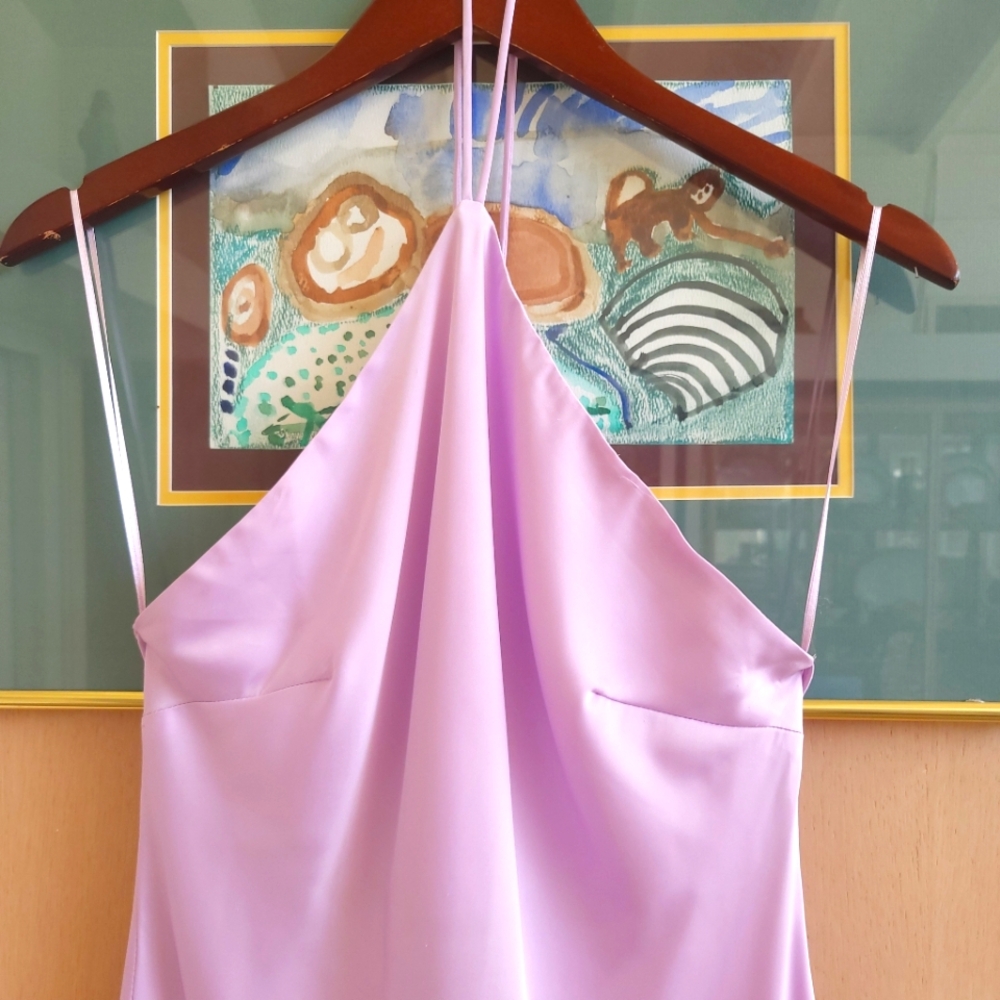 Silk Lavender Halter Dress - Picture 2 of 9
